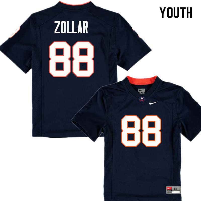 Youth #88 Justin Zollar Virginia Cavaliers College Football Jerseys Sale-Navy - Click Image to Close